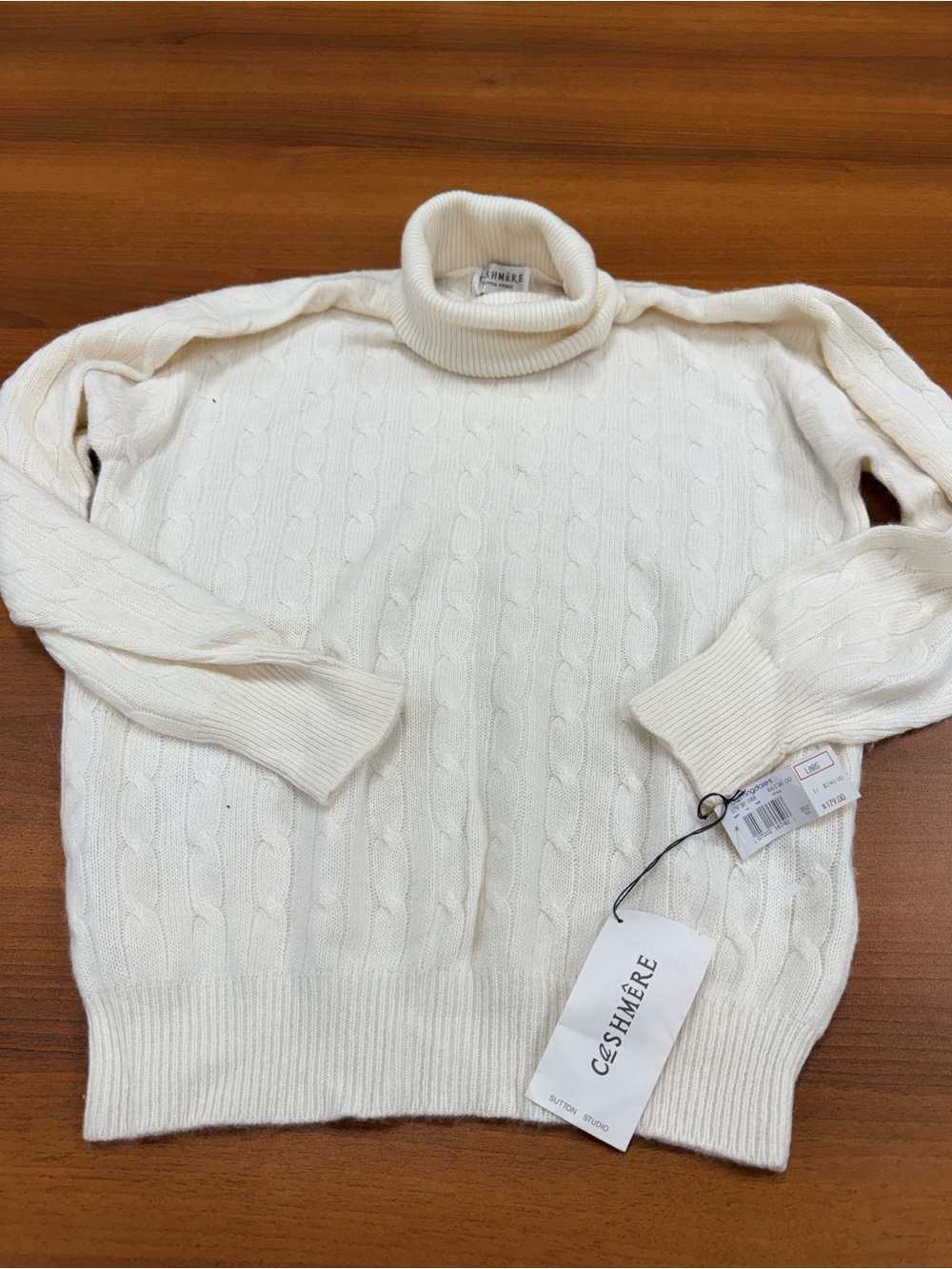 Cashmere Cable-Knit Turtleneck Sweater - Cream